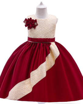 Girls Red Off-White Party Dress