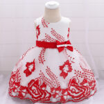 Red Flower Girl Dress