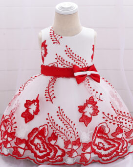 Red Flower Girl Dress