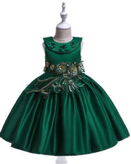 Green Kids Party Dress for Girls