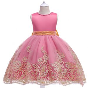 Light Pink Princess Flower Girl Dress with Sequins and Bow