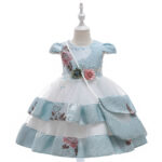 Girls Embroidery Flowers Ball Gown