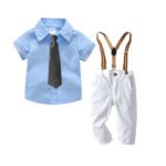 3pc Blue cotton Romper Suit