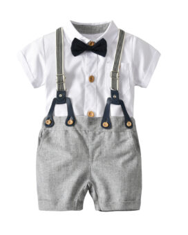 3pc White cotton Romper Suit