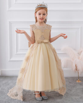 Champagne Flower Girls Dress