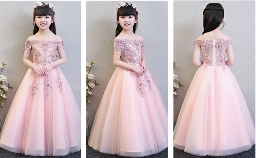 Flower Lace Pink Party Dress - Image 4