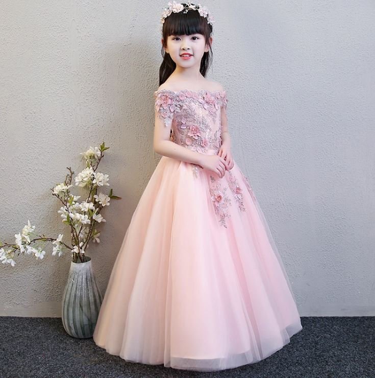 Flower Lace Pink Party Dress - Image 3