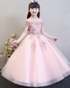 Flower Lace Pink Party Dress